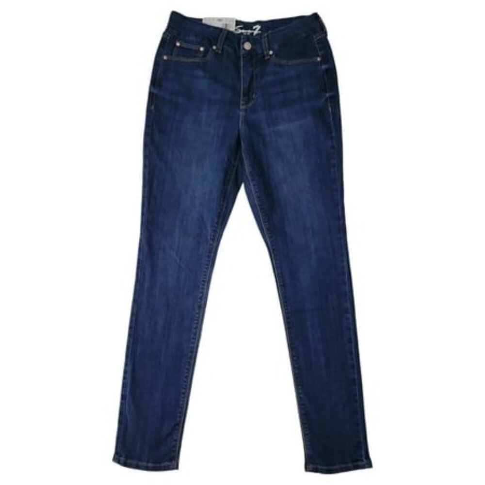 Seven7 Women S Tummyless High Rise Slimming Control Panel Skinny Jeans (Birch 14